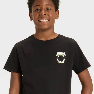 Boys' Short Sleeve Halloween "Glow In The Dark" Monster Fangs Graphic T-Shirt - Cat & Jack™ Black 3 Boys' Short Sleeve Halloween "Glow In The Dark" Monster Fangs Graphic T-Shirt - Cat & Jack™ Black