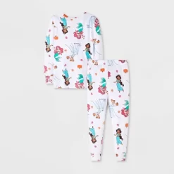 Toddler Girls' 2pc Disney Princess Long Sleeve Halloween Viscose Snug Fit Pajama Set - White