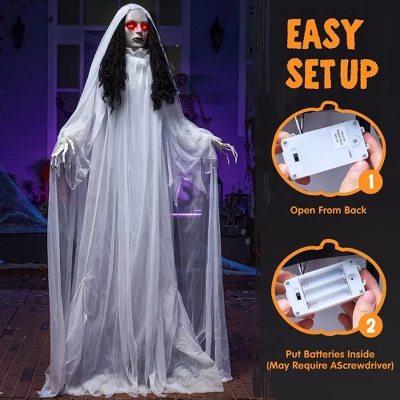 Joyfy 67’’ Halloween Animatronics Standing Bride Ghost Decoration, Life-Size Scary Ghost With Creepy Sound For Yard Lawn Outdoor Indoor Decoration 5 Joyfy 67’’ Halloween Animatronics Standing Bride Ghost Decoration, Life-Size Scary Ghost With Creepy Sound For Yard Lawn Outdoor Indoor Decoration - Image 3