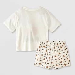 Peanuts Girls' Oversized Halloween Snoopy T-Shirt And Boxer Pajama Set - White