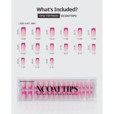 BTArtboxnails XCOATTIP® Press-On Nails - Pink Pastel Collection -Square Nails -150ct 6 BTArtboxnails XCOATTIP® Press-On Nails - Pink Pastel Collection -Square Nails -150ct - Image 4