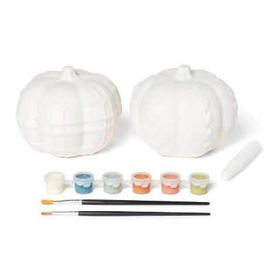 2ct Halloween Craft Ceramic Pumpkin Painting Kit - Mondo Llama™ 4 2ct Halloween Craft Ceramic Pumpkin Painting Kit - Mondo Llama™ - Image 2