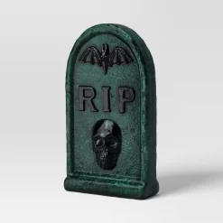20" Textured RIP Tombstone Lit Halloween Decorative Prop Dark Green - Hyde And EEK! Boutique™ -Target GUEST dfd1d193 def1 442f 8dfc 06933ede8420