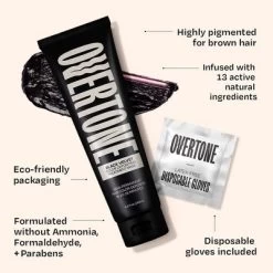 Overtone Black Velvet Hair Mask- Semi-Permanent Hair Dye & Color Conditioner- Vegan, Ammonia-Free, Deep Black For Brown & Blonde Hair -Target GUEST e0d534d0 e213 4eff b452 38823bfc7e03