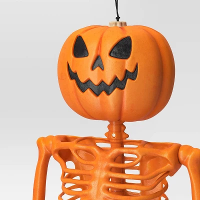 36" Poseable Pumpkin Head Skeleton Halloween Decorative Prop Orange - Hyde And EEK! Boutique™ 4 36" Poseable Pumpkin Head Skeleton Halloween Decorative Prop Orange - Hyde And EEK! Boutique™ - Image 2