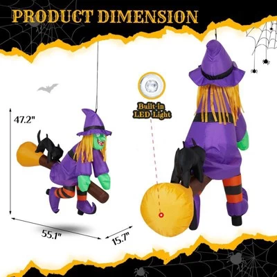 Karl Home 3.9 FT Halloween Inflatable Witch Riding Broom Broke Out From Window Outdoor Decorations 3 Karl Home 3.9 FT Halloween Inflatable Witch Riding Broom Broke Out From Window Outdoor Decorations
