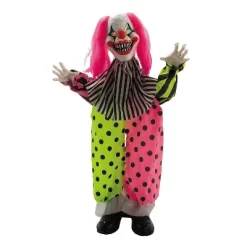 Morris Costumes 35 1/2" Animated Standing Clown With Pink Hair & Leather Shoes Halloween Decoration