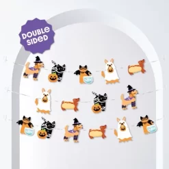 Big Dot Of Happiness Halloween Pets Garland Banner, Cat And Dog Costume Party Decorations Backdrop, 30 Feet Of Cord, 15 Paper Howlween Pet Shapes