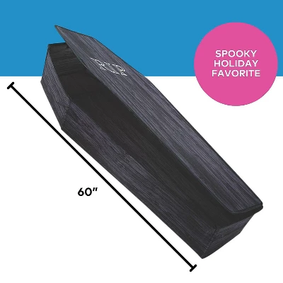 Seasonal Visions Wooden-Look Collapsable Coffin With Lid Halloween Decoration - 60 In X 24 In X 10 In - Black 3 Seasonal Visions Wooden-Look Collapsable Coffin With Lid Halloween Decoration - 60 In X 24 In X 10 In - Black