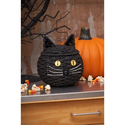 C&F Home Black Cat Hand Woven Trick-or-Treat Candy Container 4 C&F Home Black Cat Hand Woven Trick-or-Treat Candy Container - Image 2