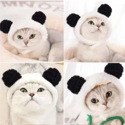 1 Or 2pcs Cute Cat Costume Warm Bear Hats For Cat Adjustable Soft Small Pet Headwear Bear Hat For Cat Puppy Dog Holiday Christmas Halloween