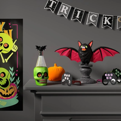 16" Light And Sound Bat On Pedestal Halloween Decorative Prop - Hyde And EEK! Boutique™: Indoor Animated Decor 3 16" Light And Sound Bat On Pedestal Halloween Decorative Prop - Hyde And EEK! Boutique™: Indoor Animated Decor