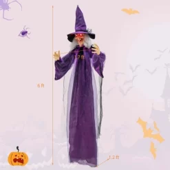 Costway 6 FT Halloween Animatronic Witch Hanging Decoration With Red Eyes & Posable Arms 16 Costway 6 FT Halloween Animatronic Witch Hanging Decoration With Red Eyes & Posable Arms -Target GUEST ed46b302 a2c4 40d2 a684 2ba11a484622