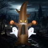 Syemin Decorative Holiday Scene Props Halloween Inflatables Outdoor Decoration Ghost Tree With Pumpkins Blow-Up Decor Indoor, Brown, 39.25"*31.5"*59"