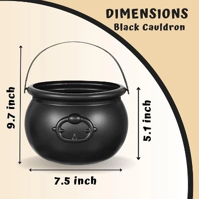 4E's Novelty 7.5" Halloween Plastic Cauldron, Durable Black Cauldron For Party Supplies, Large Halloween Candy Bowl, Perfect Halloween Decor 3 4E's Novelty 7.5" Halloween Plastic Cauldron, Durable Black Cauldron For Party Supplies, Large Halloween Candy Bowl, Perfect Halloween Decor