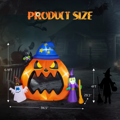 Syemin Decorative Holiday Scene Props 7 Ft Halloween Inflatables Outdoor Decorations Pumpkin Archway Halloween Inflatables, Orange, 94.5"*29.5"*82.8" 4 Syemin Decorative Holiday Scene Props 7 Ft Halloween Inflatables Outdoor Decorations Pumpkin Archway Halloween Inflatables, Orange, 94.5"*29.5"*82.8" - Image 2