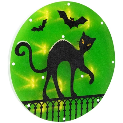Northlight Lighted Black Cat With Bats Halloween Window Decoration - 13.75" 6 Northlight Lighted Black Cat With Bats Halloween Window Decoration - 13.75" - Image 4