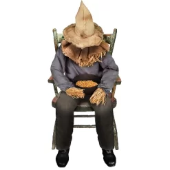 Halloween Express 53 In Animated Sitting Scarecrow Decoration