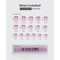 BTArtboxnails XCOATTIP® Press-On Nails - Purple Pastel French - Square Nails -160ct -Target GUEST fd79f495 0668 4de5 819d 542c01078187