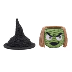 C&F Home Green Witch Handwoven Halloween Trick Or Treat Candy Basket Container