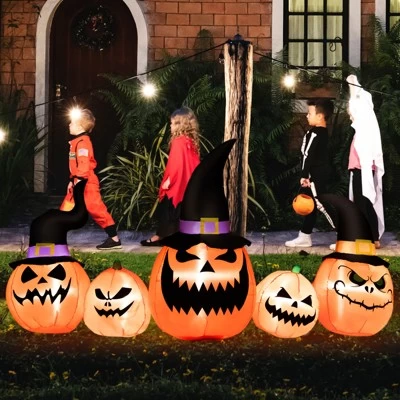 Tangkula Long Inflatable Pumpkin Family Waterproof Halloween Yard Decoration With Built-in LED Lights Indoor & Outdoor Halloween Decor 7 Tangkula Long Inflatable Pumpkin Family Waterproof Halloween Yard Decoration With Built-in LED Lights Indoor & Outdoor Halloween Decor - Image 5