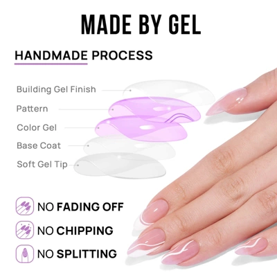 BTArtbox Press-On Nails - White Swirl - M Almond - 30ct 6 BTArtbox Press-On Nails - White Swirl - M Almond - 30ct - Image 4